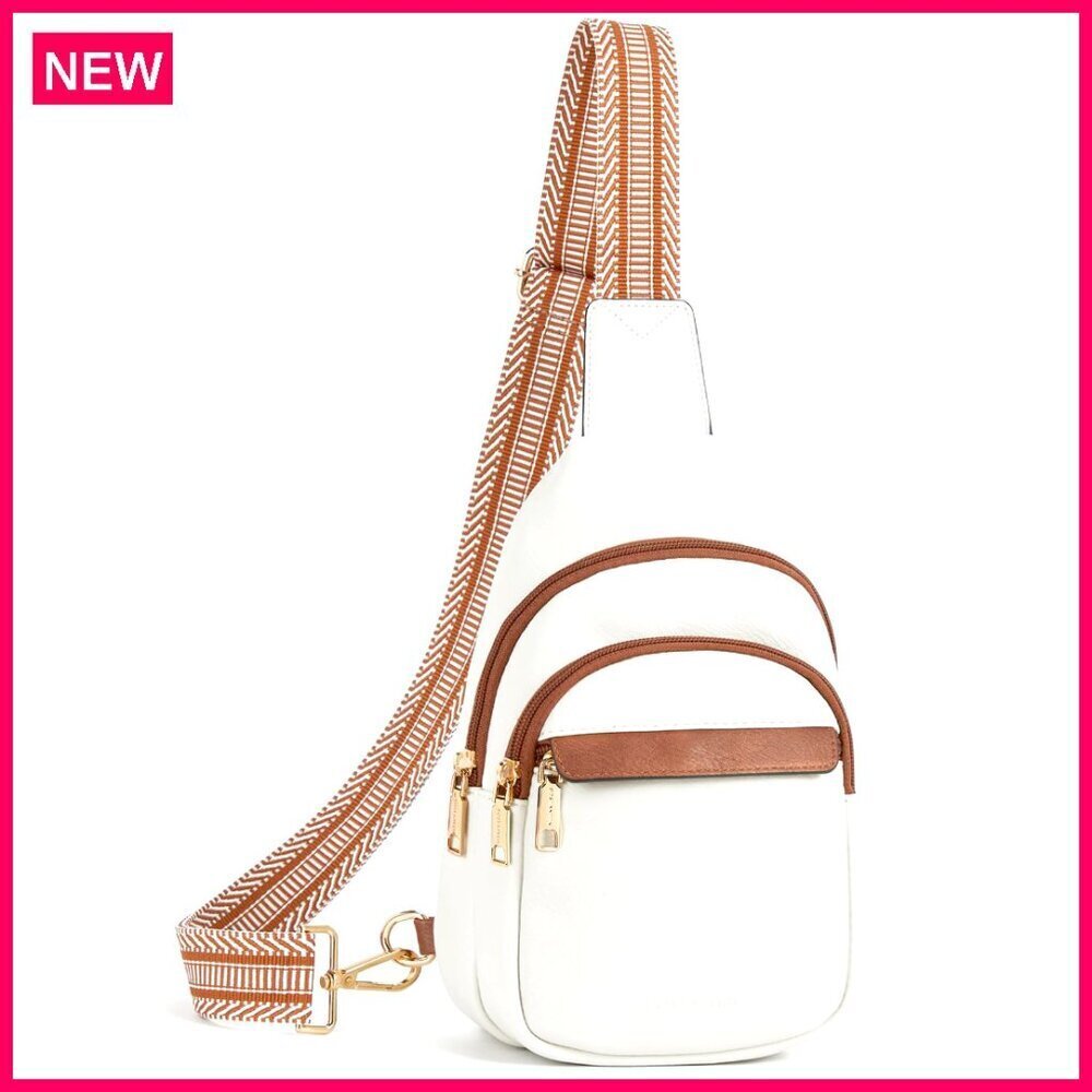 Small Leather Sling Bag Crossbody Fanny Pack Multi-Pocket RFID Travel